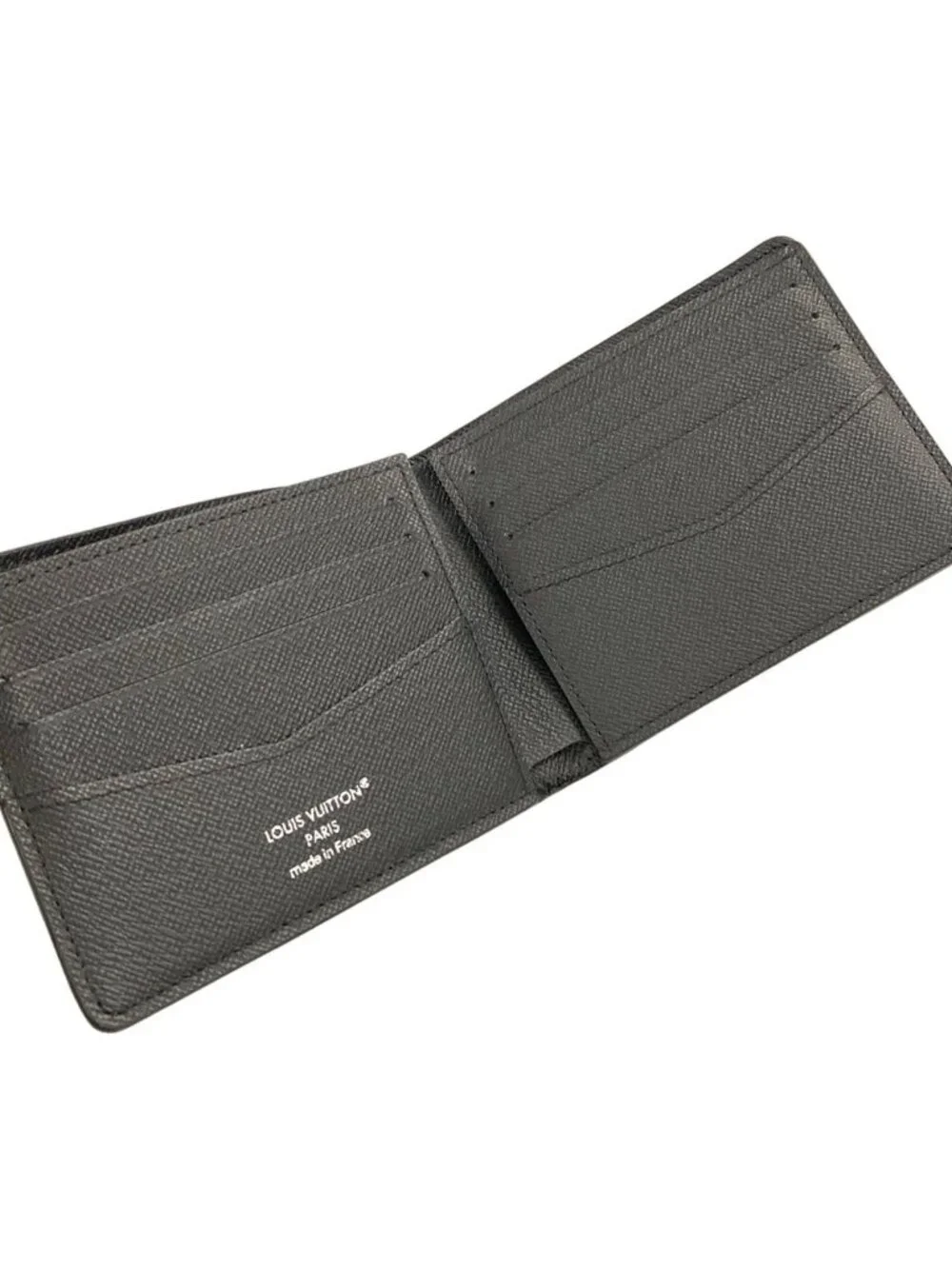 Louis Vuitton Wallet Taiga Portefeuille Calf Black Leather Cowhide